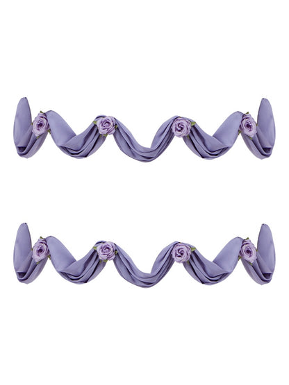 取り外し可能なアクセサリー付きドレス 花柄 パープル