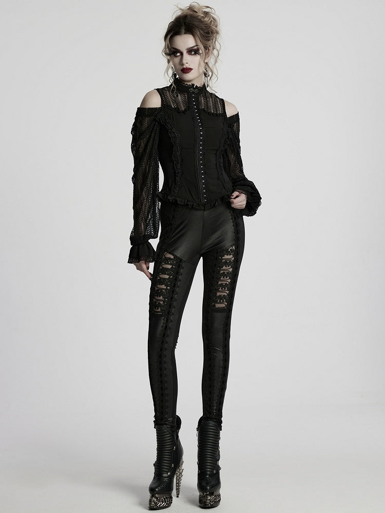 Sleeve Swing Shirt Black Goth