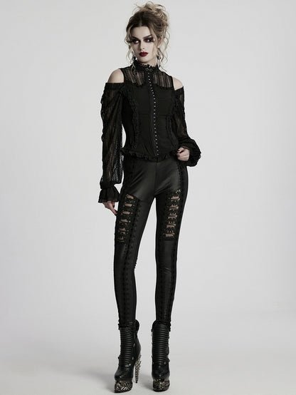 Sleeve Swing Shirt Black Goth