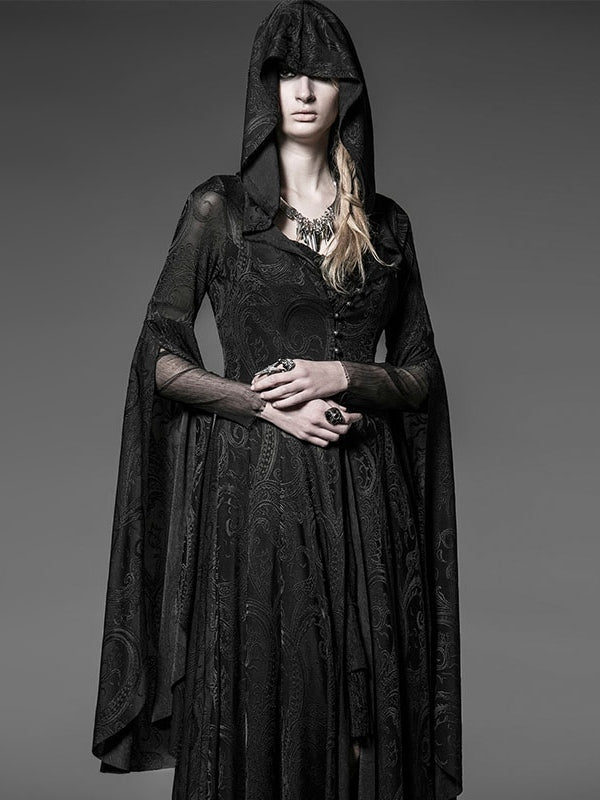 Coat Long Hoodie Gothic Black