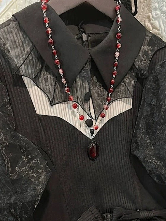 Gothic Rhinestone Pendant Beaded Necklace 3 Colors