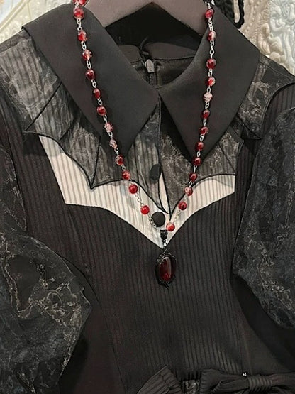 Gothic Rhinestone Pendant Beaded Necklace 3 Colors