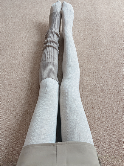 Off-white/Khaki/Light Grey/Dark Grey/Black Knitted Leg Warmers