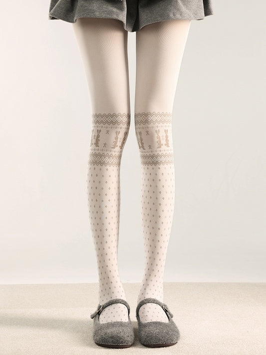Bunny Print Colors Geometric 4 and Tights