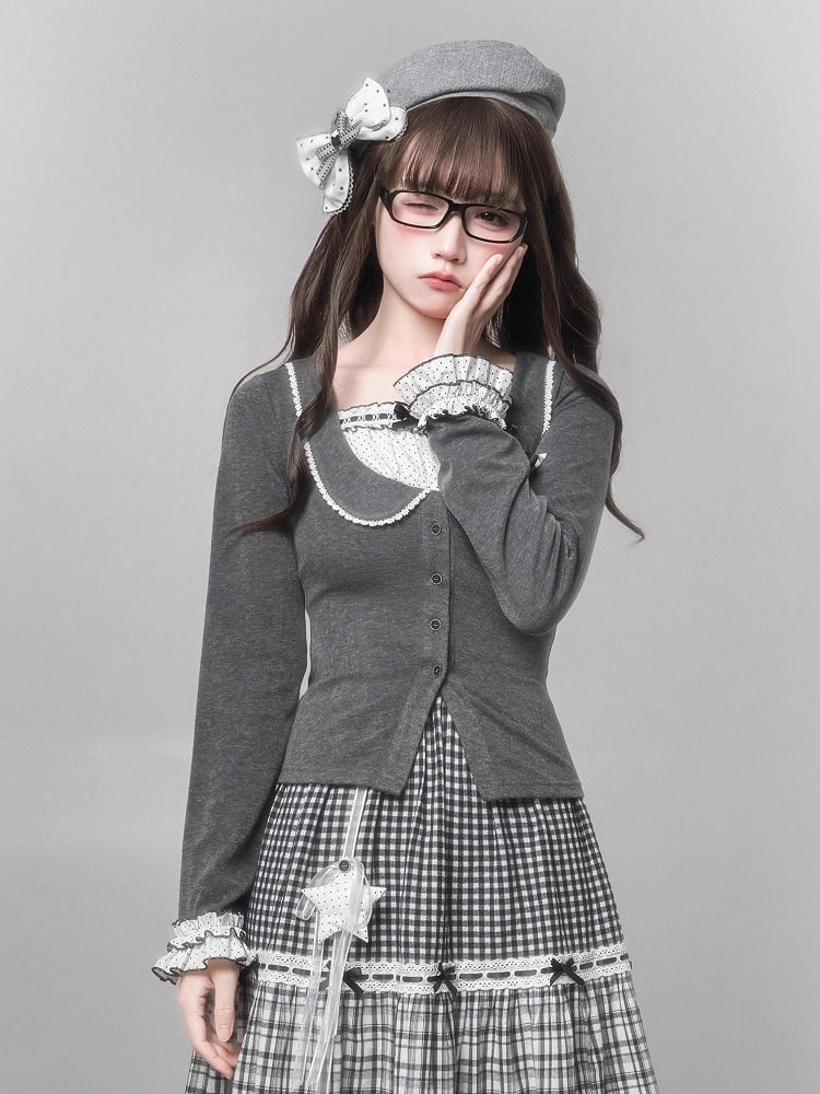 with Accent Dot Gray Polka Beret Bow