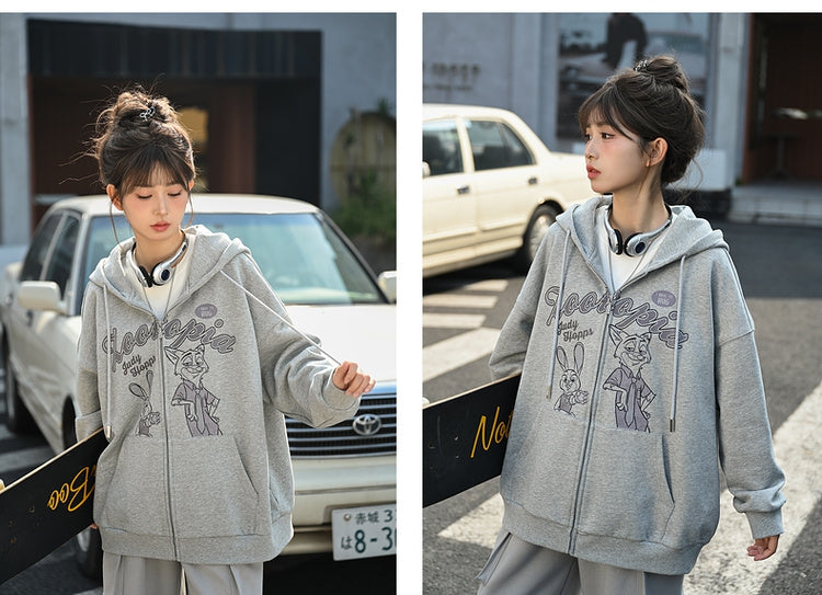 Zootopia Judy und Nick Print Grauer Reißverschluss-Hoodie