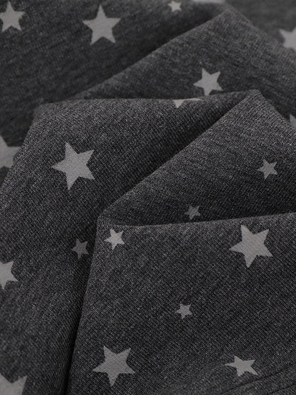 Otaku Style Gray Two-Piece Look Round Neck Long Sleeve Shirt with Bunny & Star Motif - Languid Park