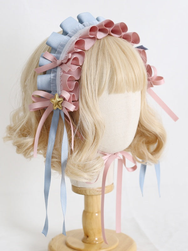 Decoration Star With Lolita Blue Pink Cute Hairband And Bowknot