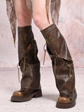 Brown Wasteland Punk Butterflies PU Leg and Warmers Chains