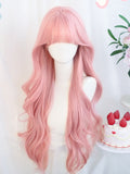 80–85 cm gewellter Pony, rosa, mit langer Perücke