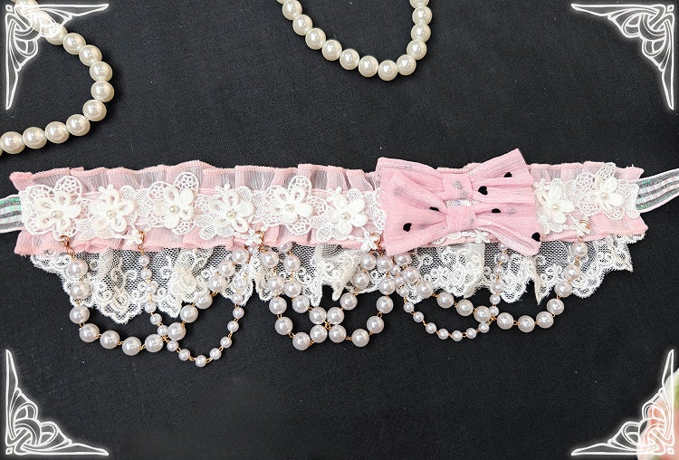 Purple with Details White Lolita Bead Pink Blue / Choker