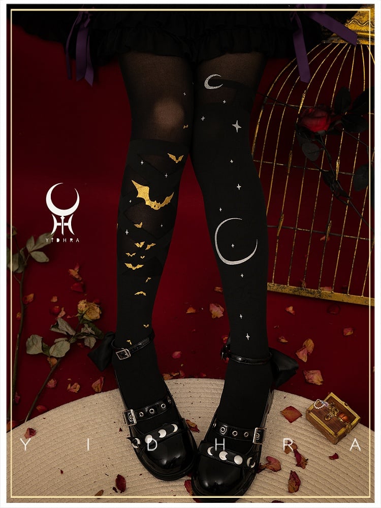 Schwarz-goldene Gothic-Lolita-Strumpfhose