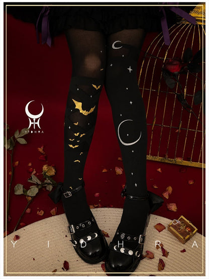 Schwarz-goldene Gothic-Lolita-Strumpfhose