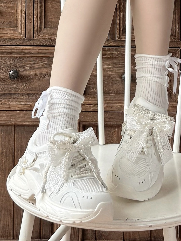 Bow Platform Sweet Lolita White - Details Sneakers