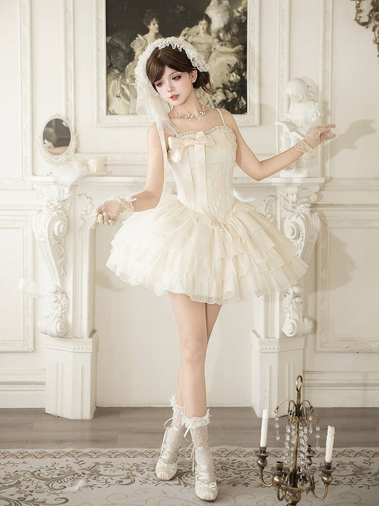 Creamy Boned Corset JSK Dress Set - With PUJI