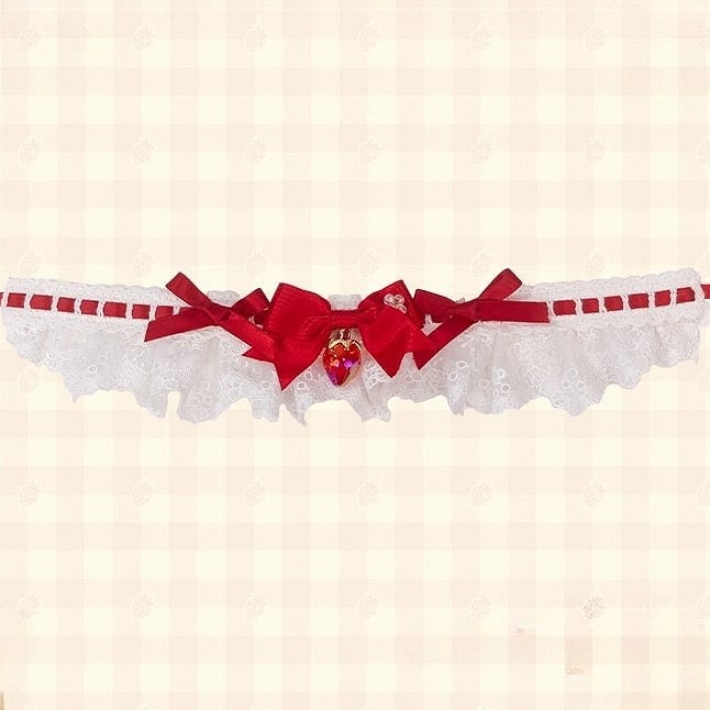 Pendant and Heart-shaped Lolita Red/Pink/Blue with Choker Lace Bow