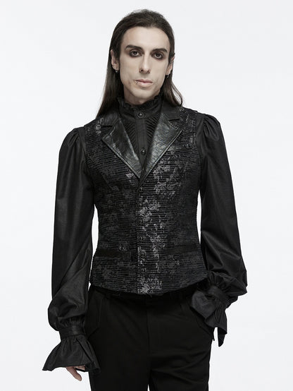 Men's Jacquard Black Vest Goth Exquisite
