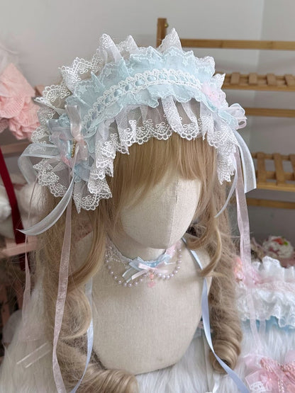 with Blossom Pink Decorations Blue Sweet Cherry Hairband Lolita Ruffled