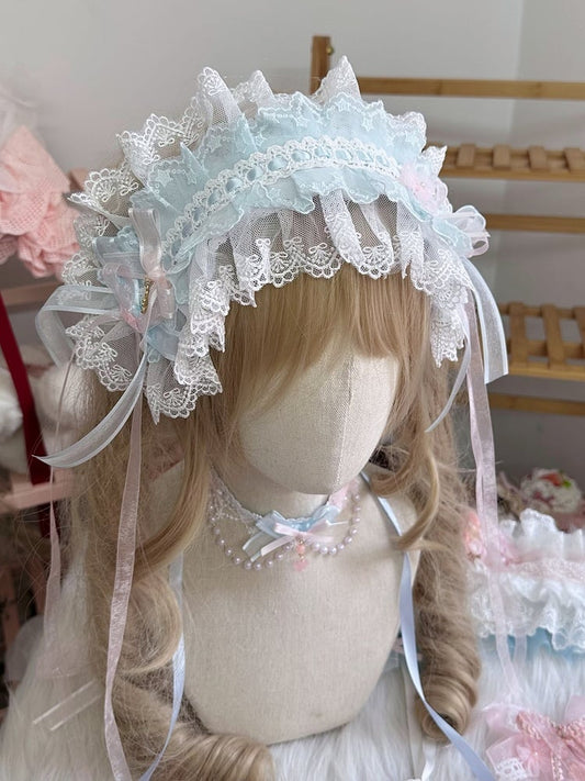 with Blossom Pink Decorations Blue Sweet Cherry Hairband Lolita Ruffled