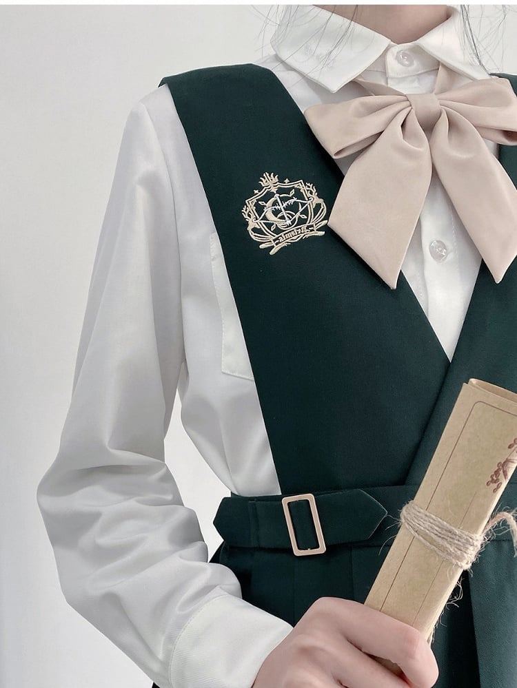 Grüner Gürtel mit Stickerei 65 Preppy Overalls Kellerfaltenrock / und 70cm Dunkel