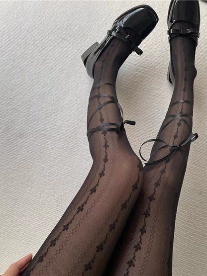 Style Pantyhose Lolita Cross-Tie Colors: (2 Black