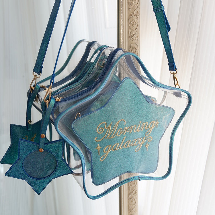Dark Badge Star-shaped Ita Bag Set Charm PU with Blue Detachable