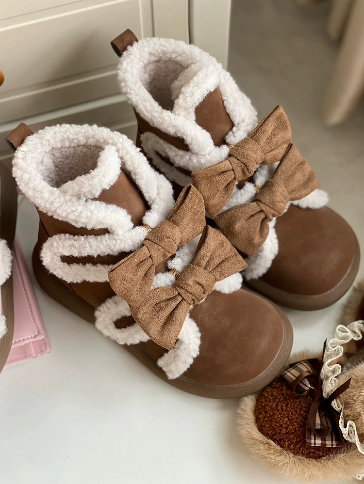 Brown Boots Loop Sweet Lolita Detachable Sole Fastener Platform Accents - and Dark 3cm Hook Bow