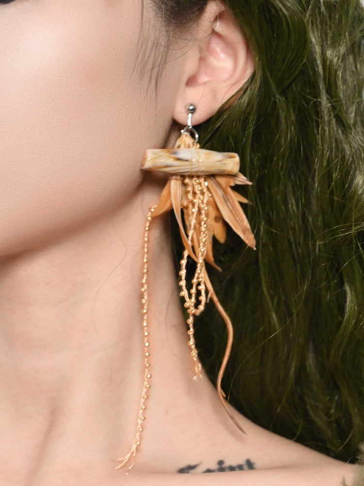 Braune Millard Fashion Leaf Tassel Ohrstecker