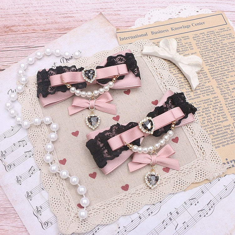 Heart Rhinestone Options 6 Chian Jirai Color Bowknot Pearl Kei Hairclip