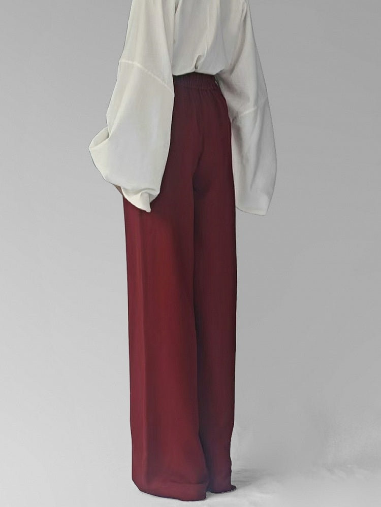 Chinese Contemporary Waist - Red Pants Partial for Style Easy Unisex Stretch Wear Straight-leg