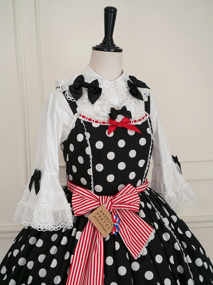 ホワイトラウンドフラットカラーベルスリーブコットンブラウス