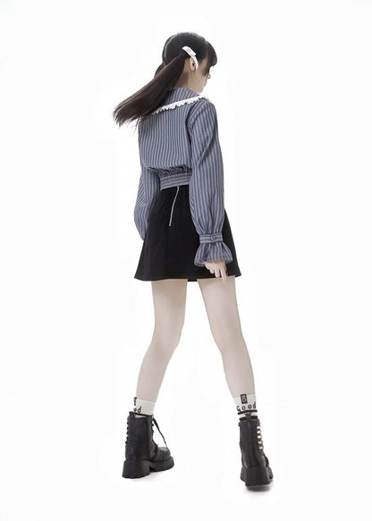 Black Cross Detail Skirt