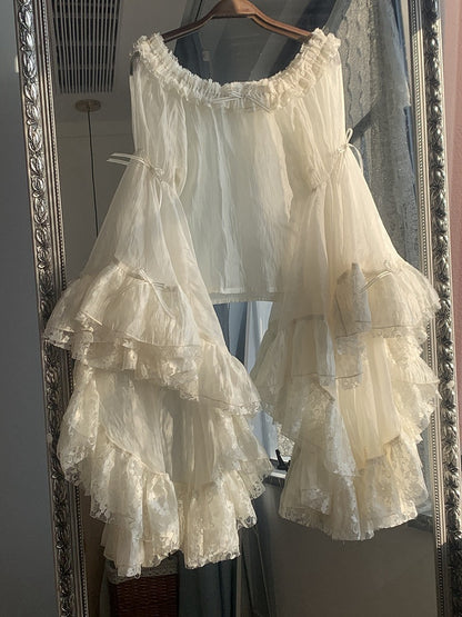 7-Color Cascading Ruffle Bell Sleeve Lolita Top - Starry Messenger
