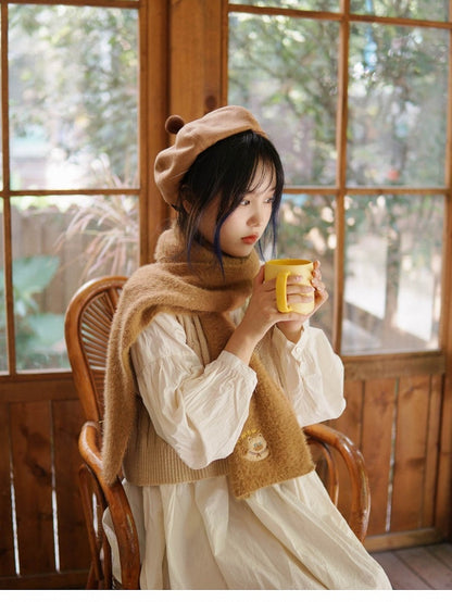 Dark Brown/Light Brown Cute Kitty Scarf