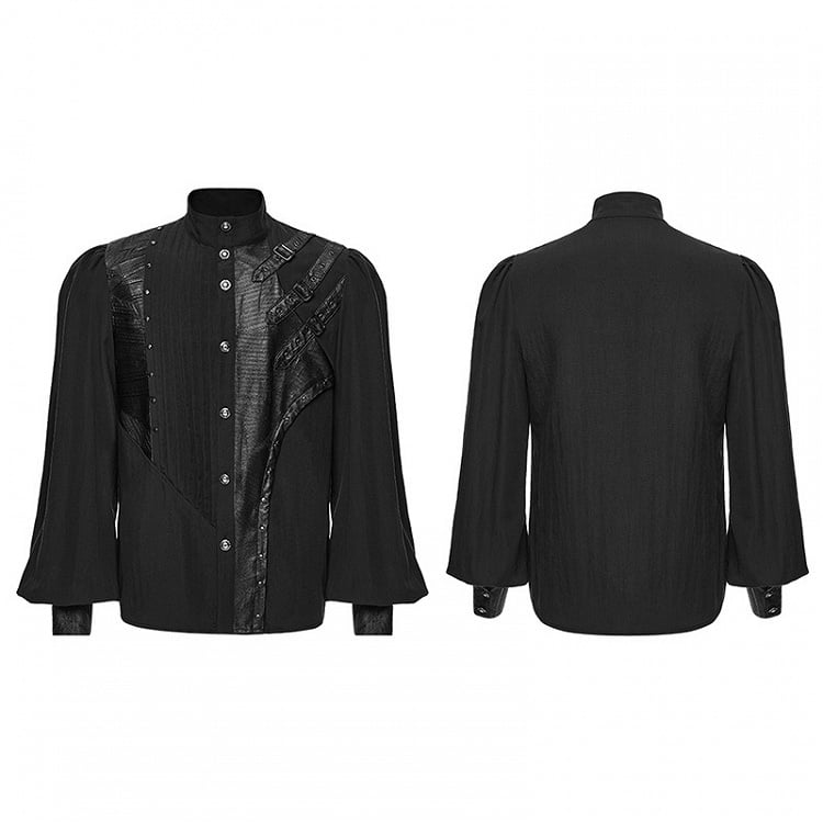 Asymmetrical Black Men's Punk Shirt - Punk Rave