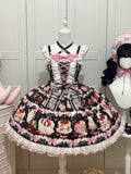Print Rock Schwarze Schleifen Erdbeerpullover Dessert Sweet Lolita und