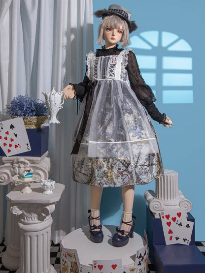 in Skirt Alice Sweet Wonderland Print Black Lolita Theme