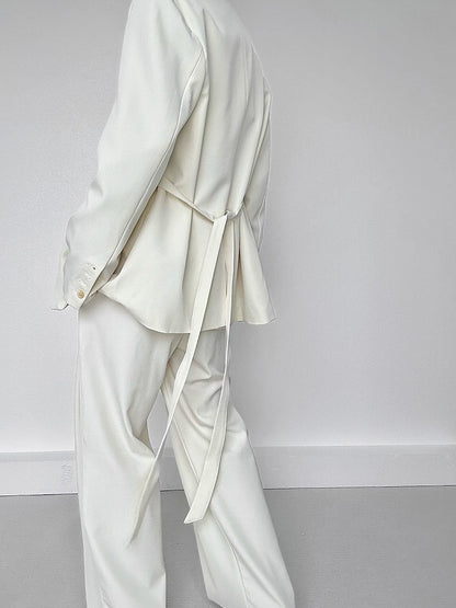 Apricot Ouji Wide-Leg Pants with Side Ribbons and Two-Button Fly - ASAE