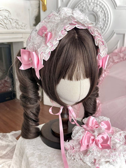 Mint Green/White Rose Ruffled Lolita Hairband - TaTaTa