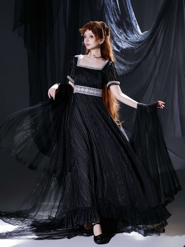 Black Dotted Tulle Shawl - sanshanjiu