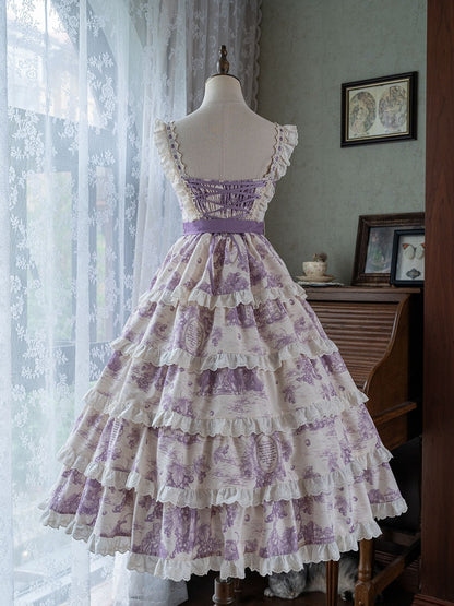 Lila Lolita Kleid mit abnehmbarem Traubensaum und veränderbarem Druck