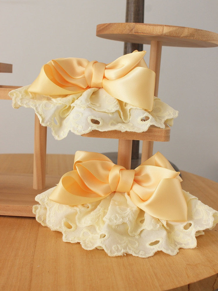 Hair Clips Sweet-Style Yellow Bow Satin