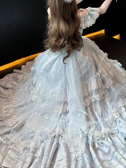 Blue Lolita Tulle Big Train Bow