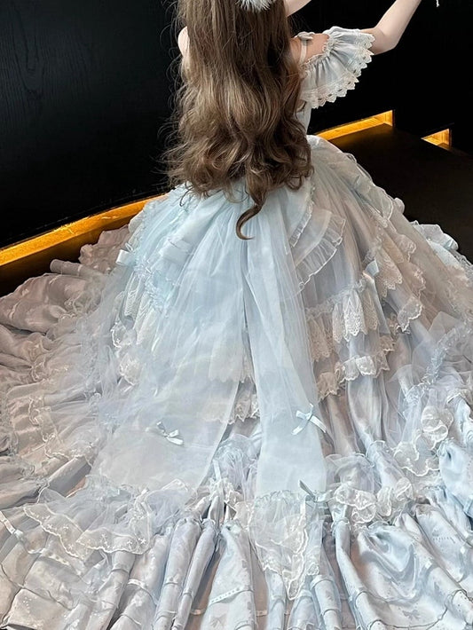 Blue Lolita Tulle Big Train Bow