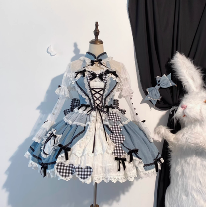 Alice in Wonderland Blue Checkerboard Sweet Lolita Dress