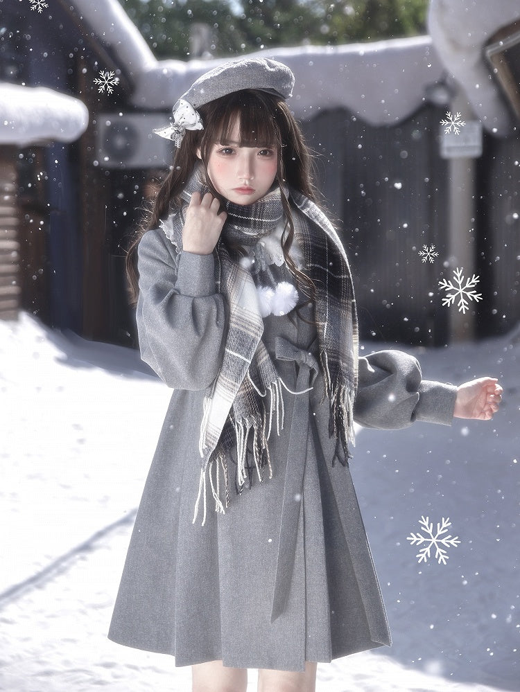 Aesthetic White Scarf Black Gray Fringed