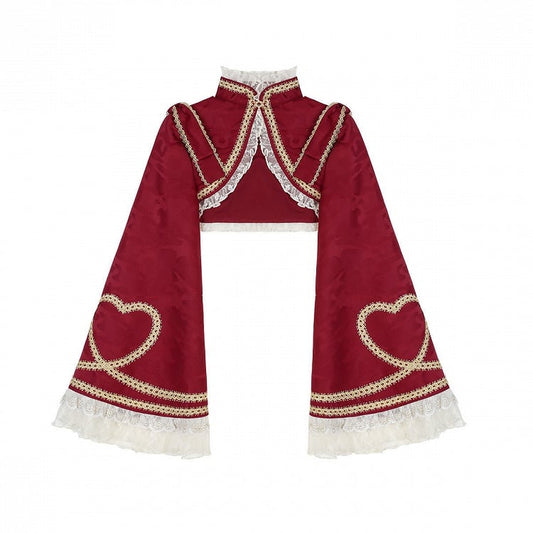 Rotes, langärmliges, kurzes Top mit Stehkragen-Bolero