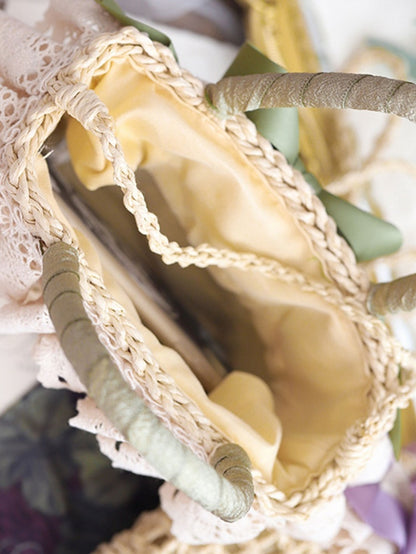 Grape Tote Decoration Lolita Bag Green/Purple Straw