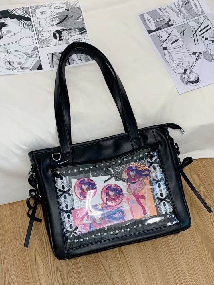 Tote Colors Accents Bag Side Tie 8 Ita with PU Bow