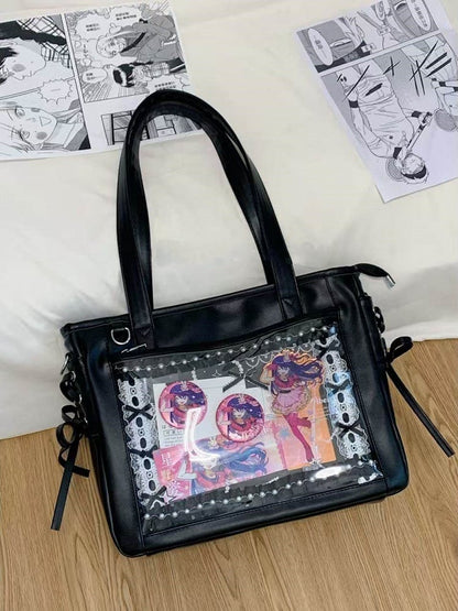 Tote Colors Accents Bag Side Tie 8 Ita with PU Bow